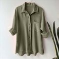 thumbnail image 2 of Godom Womens V Neck Long Sleeve Button Down Blouses Tops Oversize Leisure Shirt, 2 of 6