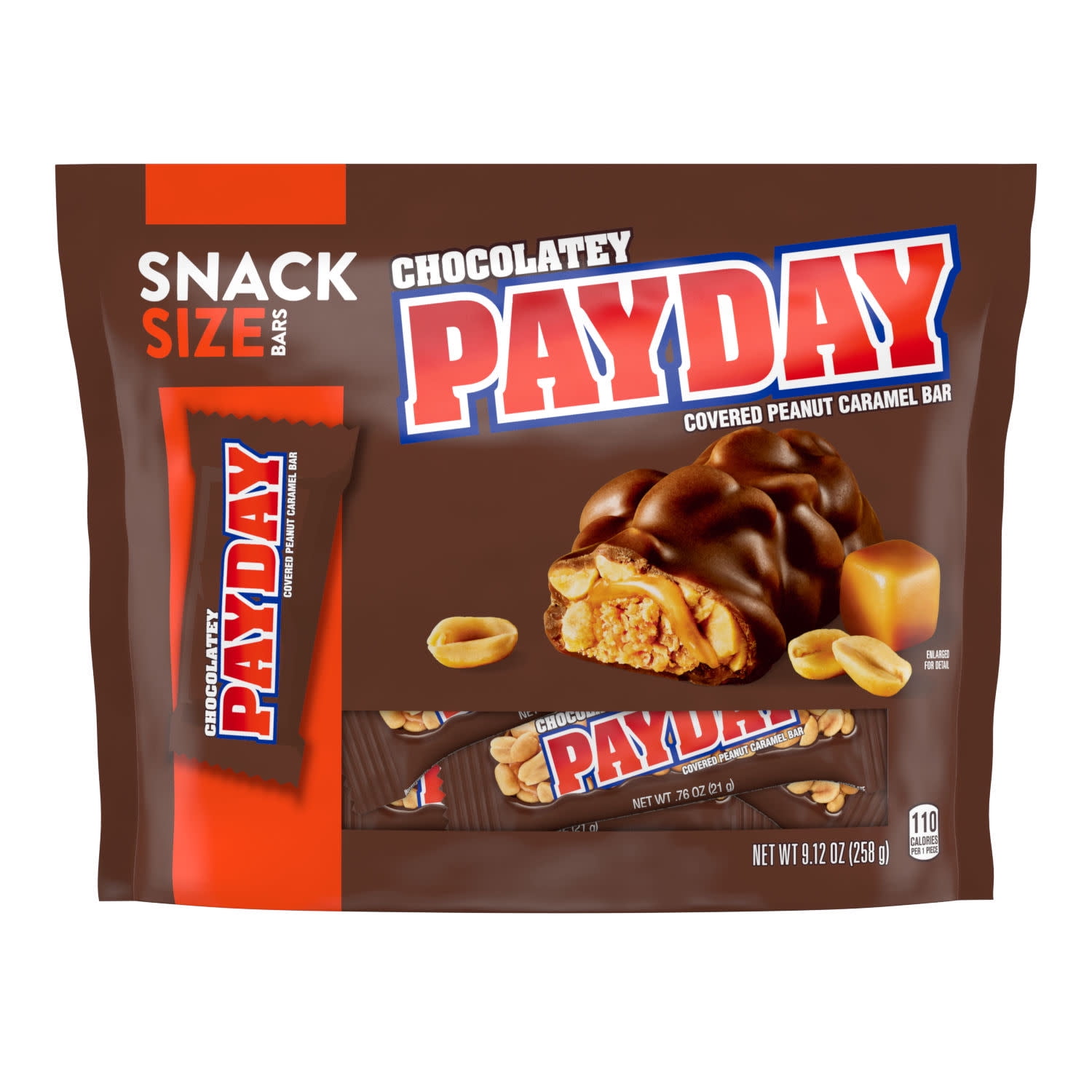 (3 pack) Payday Chocolatey Peanut Caramel Snack Size Candy, Bag 9.12 oz
