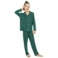 thumbnail image 4 of RUTAYY Children Girls Pajamas Set Long Sleeve & Pants Button Up Collar Loose Fit Homewear Fashionable & Breathable, Dark Green, 6-7 Years, 4 of 4