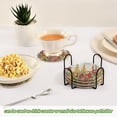 thumbnail image 6 of Haosy Set of 6 Drink Woven Coaster with Holder Heat Resistant Non-Slip Bar Coasters 4 Inches Colored Glass Flowers, 6 of 7