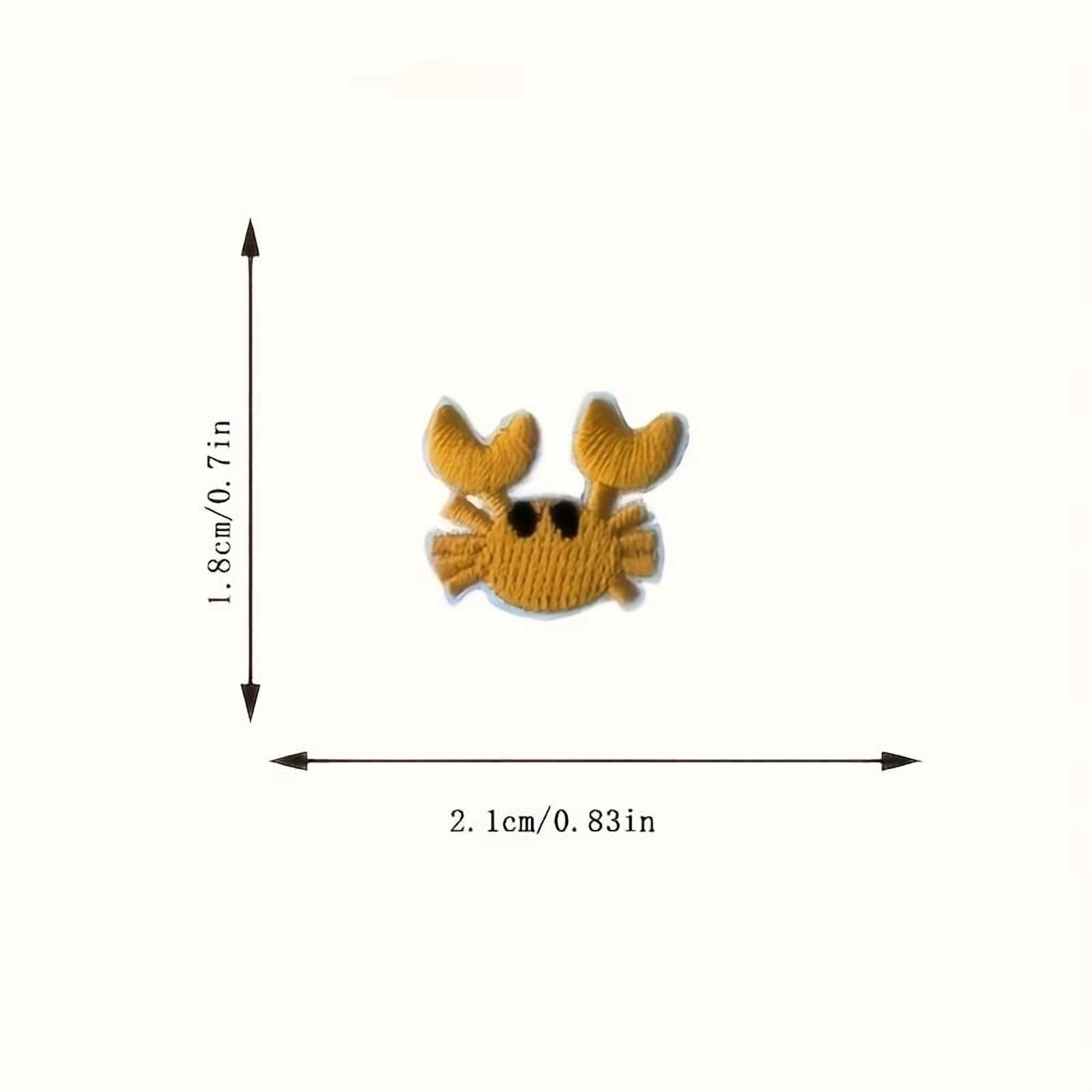 Set of 2 Adorable Iron-On Small Crab Patches for Jackets and Backpacks - Humorous Embroidery Design