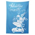 thumbnail image 3 of Ambesonne Adventure Tablecloth Rectangular Table Cover, Summer Holiday, 60"x90", Blue and White, 3 of 4
