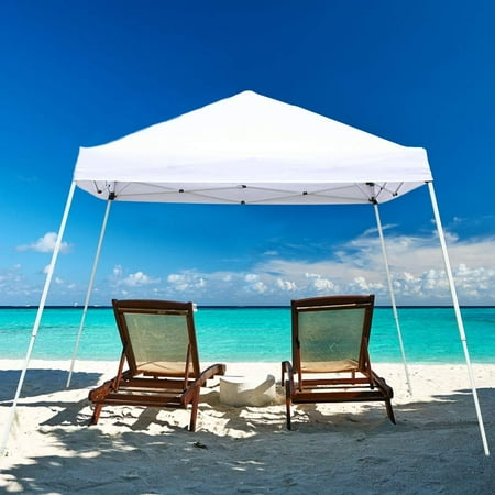 Marketing Folding Canopies - UBesGoo 10' x 10' Pop up Canopy Tent Ez up Portable UV Coated Outdoor Garden Commercial Instant Tent for Parties Shade Folding Slanting Leg Easy Set Up with Carry Bag,White