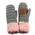 thumbnail image 6 of CC Brand Color Block Sherpa Lined Mitten Accessories Sea Green/Navy, 6 of 7