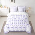 thumbnail image 3 of Manfei Girls Bow Bowtie 7-Piece Bedding Comforter Set,Retro Bowknot King Bedding Sets,Purple White Bed Sheets For Girls,Ultra Soft Home Decor Reversible, 3 of 9