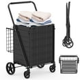 thumbnail image 3 of PUKNLY Extra Large Shopping Cart,Grocery Cart on Wheels, Foldable Utility Shopping Carts with Double Basket and 360° Rolling Swivel Wheels for Groceries Laundry, 3 of 7
