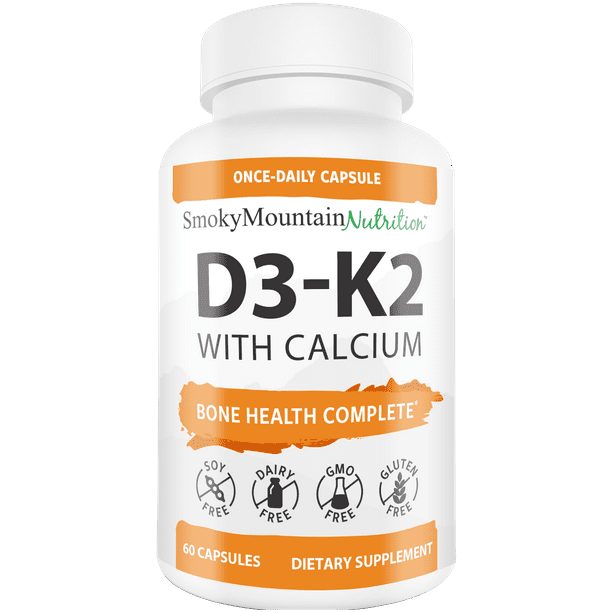 Vitamin D3 K2 Supplement (60 Capsules) - Vitamin K2 MK7 ...