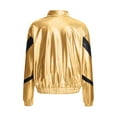 thumbnail image 4 of Rswnyirn Kids Girls Shiny Metallic Zipper Bomber Moto Jacket Dance Disco Party Coat Lightweight Gold 14, 4 of 7
