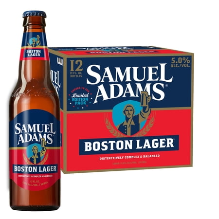 Samuel Adams Boston Lager Craft Beer, 12 pack, 12 fl oz Glass Bottles, 5% ABV