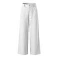 thumbnail image 4 of Womens Wide Leg Linen Pants Summer Beach High Waisted Cropped Flowy Pants Dressy Casual Beach Pants with Pockets(White,XL), 4 of 5