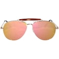 thumbnail image 2 of OWL Aviator Sunglasses Gold Metal Frame with Browbar for Men and Women, 2 of 4