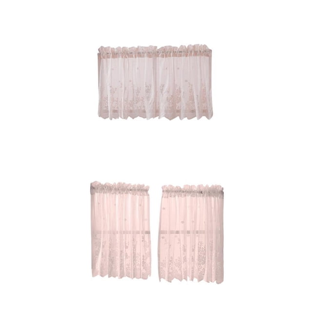 Cortina de café Zulema Juego de Cenefa transparente de cocina 3 piezas