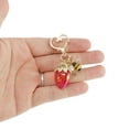 thumbnail image 4 of Unique Bargains 1 Pc Fashion Heart Buckle Strawberry Bees Daisys Handbag Charm Bag Accessories Transparent Red, 4 of 5