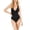 Black, variant on LA BLANCA Women's Black Stretch Tummy Control Removable Cups Lined Deep V Neck Strappy Island Goddess One Piece Swimsuit 14