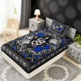 thumbnail image 4 of Erosebridal Hippie Snake Print Twin Sheet Sets, Bohemian Aztec Mandala Bedding, Black Gray Blue, 3pcs 1 Flat Sheet, 1 Fitted Sheet and 1 Pillowcase, 4 of 5