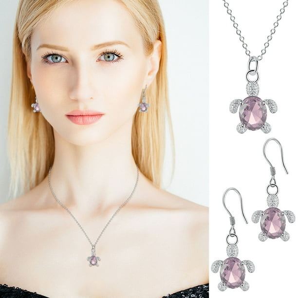 Fiudx Collar de Tortuga con Colgante de Tortuga de Cristal Brillante, Cadena Cómoda, Estilo Único, Uso Diario, Un Regalo Ideal para Amigos y Familiares.