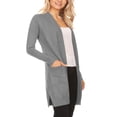 thumbnail image 2 of Women's Long Sleeve Loose Fit Open Front Pockets Solid Knit Sweater Cardigan, 2 of 4