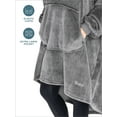 thumbnail image 5 of Bare Homey Adult Size Microplush Wearable Blanket, Round Trapezoid Pocket, Gray, 5 of 8