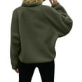 thumbnail image 4 of Womens Fleece Jacket Fuzzy Long Sleeve Short Winter Coats Button Down Jacket Outerwear with Pockets Army Green M, 4 of 6