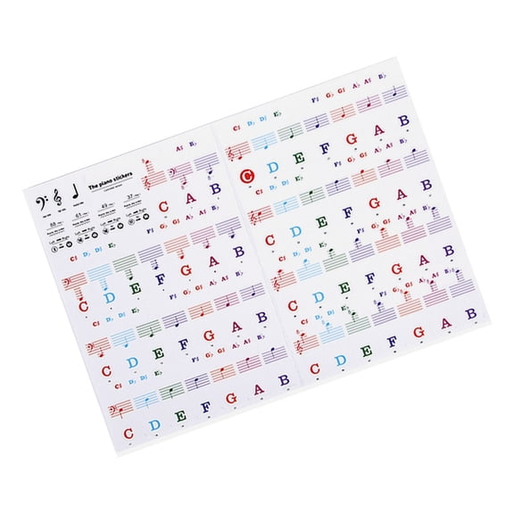 PVC Music Notation Labels Suitable for 88 61 54 Key Digital Pianos Learning Tool