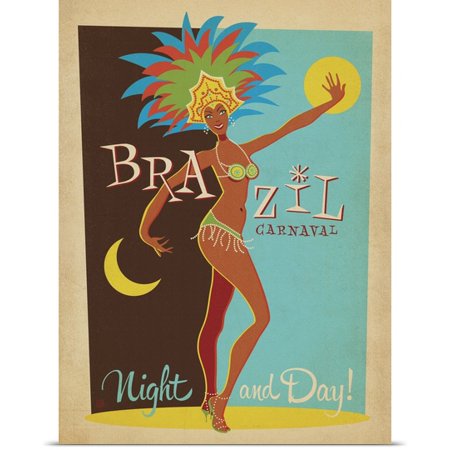 Great BIG Canvas Anderson Design Group Poster Print entitled Carnaval, Brazil - Retro Travel Poster