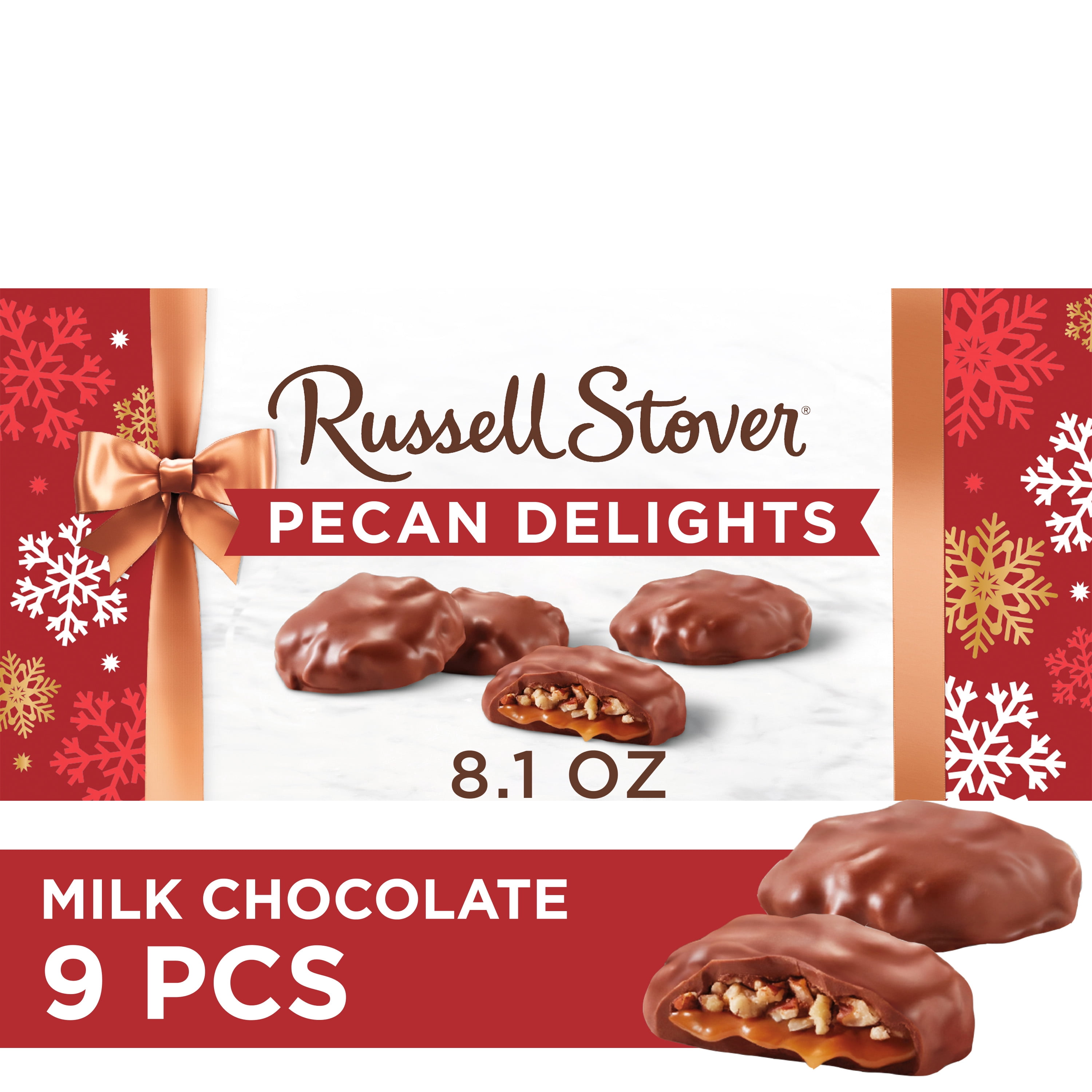(2 pack) RUSSELL STOVER Christmas Milk Chocolate Pecan Delight Gift Box, 8.1 oz. (9 Pieces)