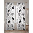 thumbnail image 5 of Sheer Curtains 108 Inches Long 2 Panels Set for Living Room, Rooster Farmhouse Black Semi Sheer Curtains for Windows, Farm Animals Simple Art Modern Voile Window Treatments Rod Pocket Curtain, 5 of 7