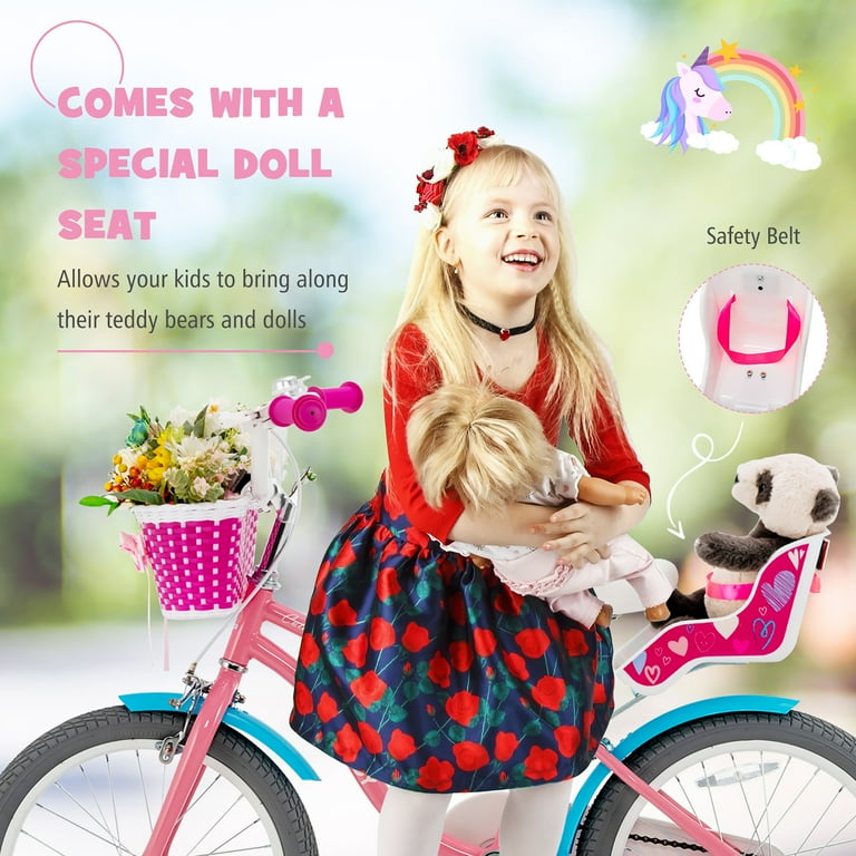 Honeyjoy Children's Bike: 18 Inches with Training Wheels & Basket