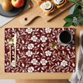 thumbnail image 2 of Red Flower Placemats Set of 1, Country Retro Pastoral Floral Leaf Pattern Non-Slip Place Mats Washable Table Mats for Kitchen Dining Table Decorations Indoor/Outdoor, 2 of 9