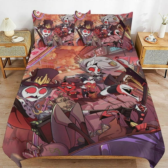 Bedding Set WM397 Hazbin Hotel Helluva Boss Bedding Set Duvet Cover Comfortable Lightweight Cartoon Bedding 3-Piece Set (Various Sizes Available)