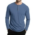 thumbnail image 5 of Hearthz Men's Long-Sleeve Henley Shirt Fall 3-Button Solid Color Mens Workout Shirts Round Neck Sports Baseball T Shirts, 5 of 7