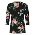 thumbnail image 5 of TSADFHJI Hauts pour Femmes Automne Chandail-Over Manches 3/4 Chemise Décontractée Col Rond Imprimé Mode Blouse Légère L, 5 of 5