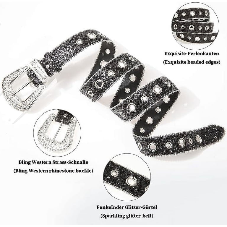 Rhinestone Belt for Men Women, Vintage Cowgirl Sequin  display picture 2