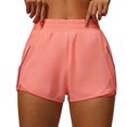 thumbnail image 2 of Running Shorts for Women,Quick Dry Athletic Sports Shorts Workout Gym Shorts with Zip Pocket Orange S, 2 of 7