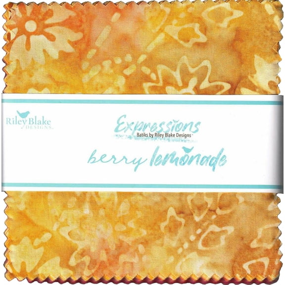 Berry Lemonade Expressions Batiks Riley Blake Stacker by Riley Blake Designs; 42 - 5" Precut Fabric Quilt Squares