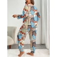thumbnail image 4 of ValueVibe Plus Size Pajama Sets for Women 2 Piece Long Sleeve Floral Print Loungewear with Pocket, Blue 3XL, 4 of 7