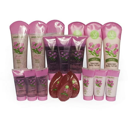 Simply Basic 18pc Sweet Pea Bath and Body Care Set