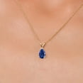 thumbnail image 3 of Gem Stone King 14K Yellow Gold Blue Created Sapphire Pendant Necklace for Women | 1.11 Cttw | Gemstone September Birthstone | Pear Shape 8X5MM | With 18 inch Chain, 3 of 6