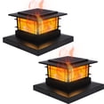 thumbnail image 1 of Solar Post Cap Lights Dynaming, paquete de 2 unidades, llama LED, 15 x 15 x 9 cm, 1 of 9