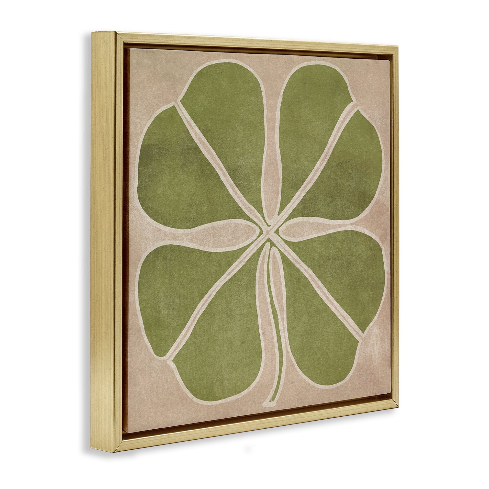 Neutral Symmetrical Clover Gold Framed Floater Canvas Wall Art, design by June Erica Vess