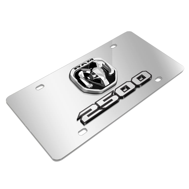 3D Dual Logo Chrome Stainless Steel License Plate – Fits 2019 RAM Power Wagon, 12x6