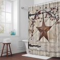 thumbnail image 6 of Village Stars Shower Curtain for Bathroom Decor, Vintage Rust Yellow Star Berry Beige Barn Doors Waterproof Fabric Shower Curtain, 72"x72" Set with 12 Hooks, 6 of 9