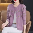 thumbnail image 4 of Autumn Winter New Round Neck Long Sleeve Fashion Sweater Women High Street Casual Printing Button Cardigan Elegant All-match Top, 4 of 5
