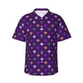 thumbnail image 2 of Goofa Purple Mardi Gras Hawaiian Shirt for Men, Unisex Summer Beach Casual Short Sleeve Button Down Shirts,Aloha Tropical Floral print shirt-Medium, 2 of 9