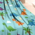 thumbnail image 3 of Light Blue Dinosaurs Palms Eggs Pattern Blanket,Comfortable Soft Flannel Throw Blanket,All Season,Warm Lightweight Blankets for Sofa Bed Couch Living Room Chair,30"x40", 3 of 4