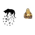 thumbnail image 1 of Reloj colgante silencioso de gato con movimiento silencioso y escultura de Buda Maitreya, adorno Feng Shui para sala de estar, comedor, escuela, fiest, 1 of 8