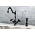 thumbnail image 3 of kingston brass ks1235pkxbs duchess 8-inch centerset deck mount kitchen faucet with brass sprayer, 8-1/2" in spout reach, oil rubbed bronze, 3 of 4