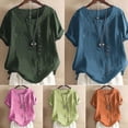 thumbnail image 4 of Women Cotton Linen Casual Loose Blouse Ladies Summer Baggy T-Shirt Tunic Tops, 4 of 4