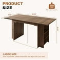 thumbnail image 2 of 63 Inch Rectangle  Farmhouse Dining Table with 4 Storage Shelves, Seats 4-6,  with Large Tabletop for Dining Room, Living Room, 2 of 7