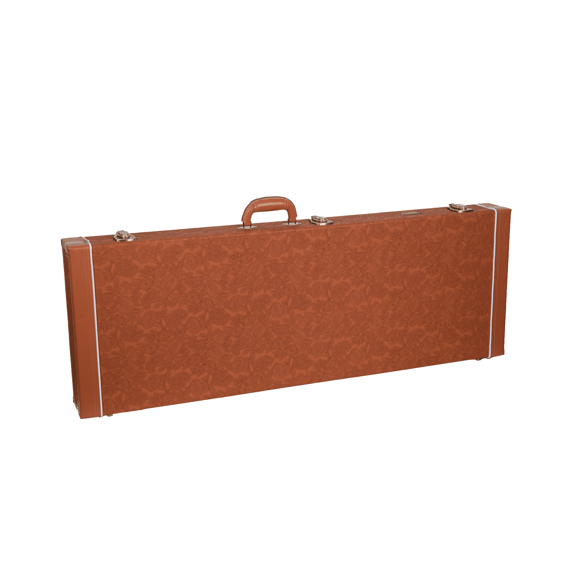 Crossrock Relief Series-Wooden For Jazzmaster/Jaguar Style Electric Guitars, With Highly Textured Surface, Mink Imitation Fleece, Stainless Steel Latches-Redwood